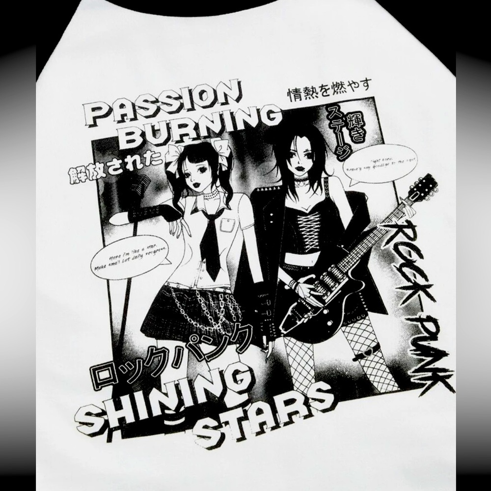 🔮 3/$15!! NWOT Black and White Anime Raglan Size XL - Picture 2 of 2
